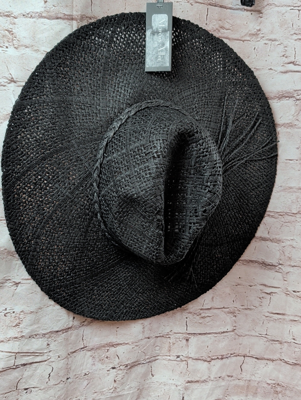 Marcus Adler Black Wide Brim Panama Hat One Size New Nwt
